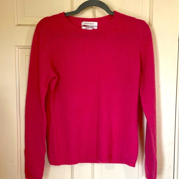 Ellen Tracy Sweater Women Size Medium Pink Cashmere Career Preppy Minimalist - Picture 1 of 8